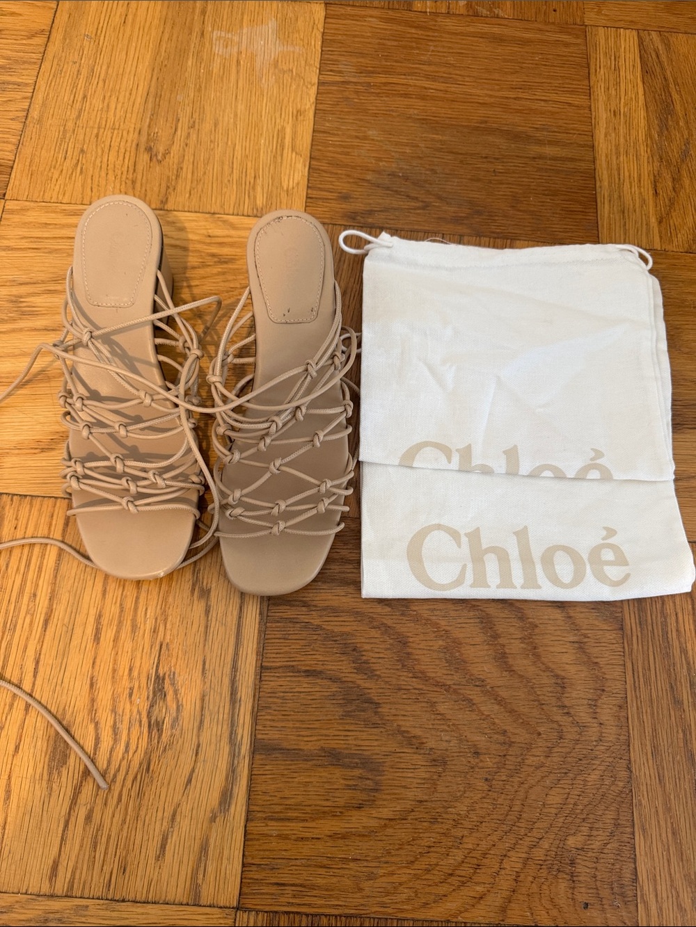 Chloé 'Jamie' Knot Wrap Sandal in Cream size 38.5 - Picture 16 of 16